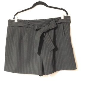 Black pin stripe trouser shorts